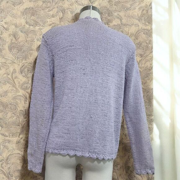 Vintage Cherokee Purple Pastel Crochet Cardigan Top Scallop Medium - Picture 2 of 7